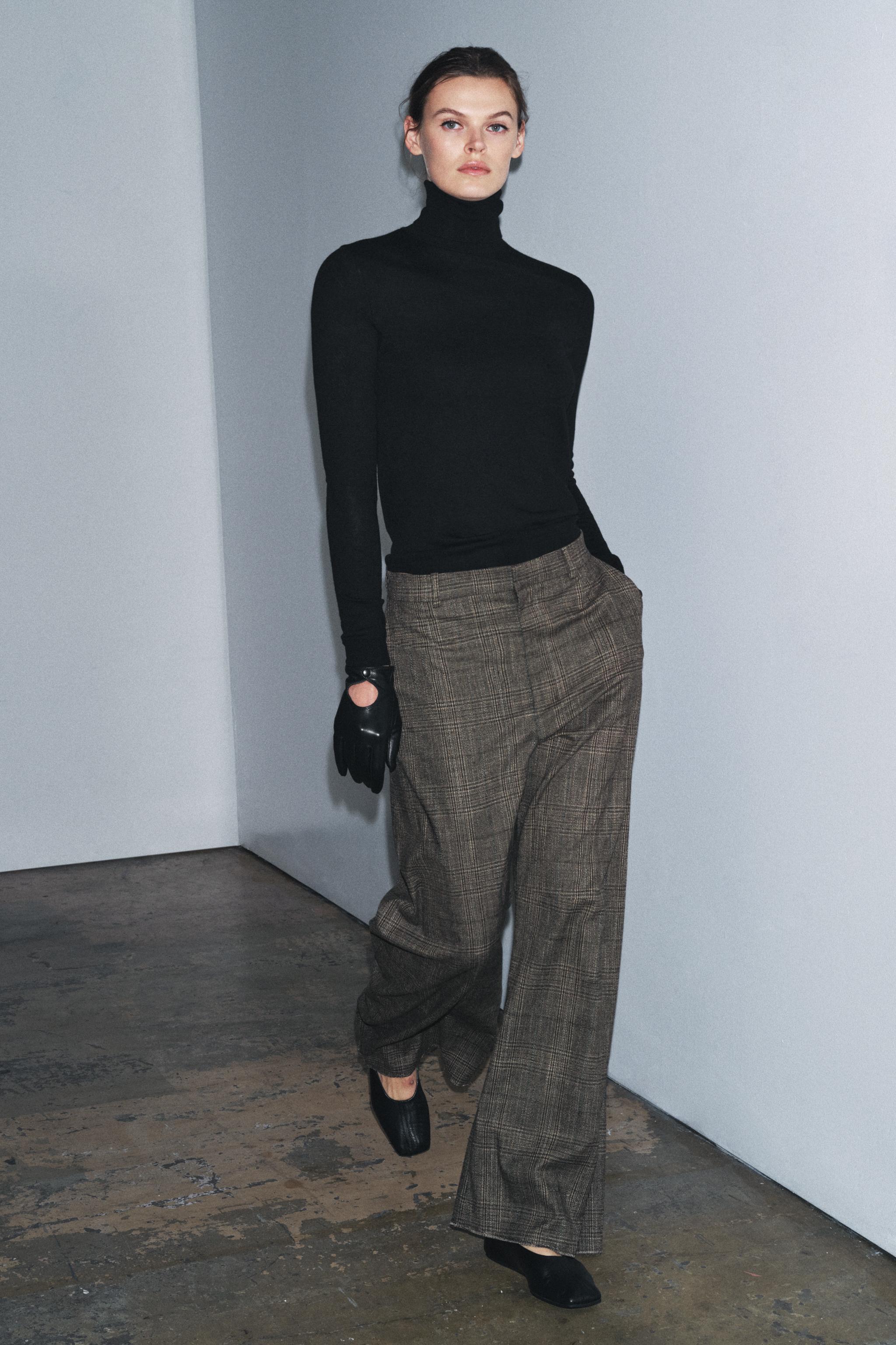 CHECKED WOOL BALLOON PANTS ZW COLLECTION